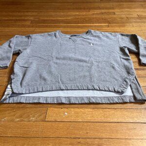 Polo Ralph Lauren Crop Long Sleeve Grey Sweatshirt Side Slit Women’s Large